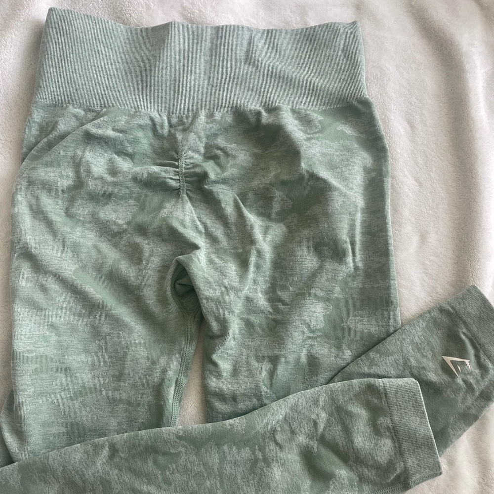 Sage Green Camo Gymshark Leggings Large
